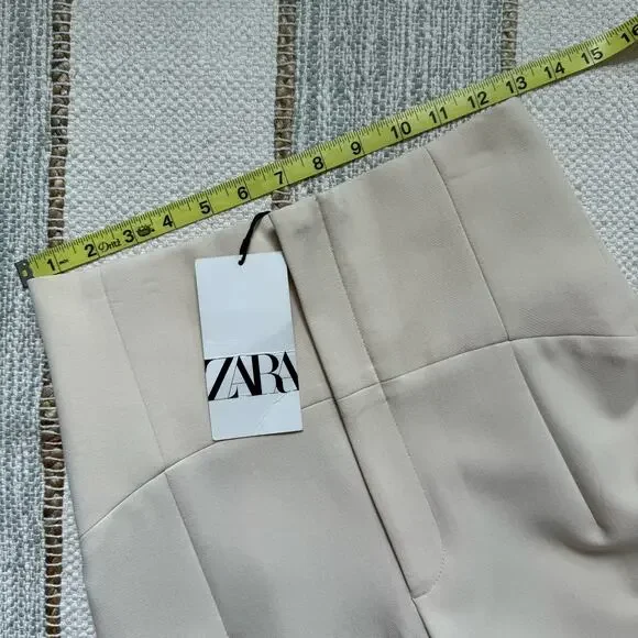 Zara Beige Cigarette Leg High Rise Trouser Pants Women’s Size XS Bloggers Fave - Picture 6 of 13